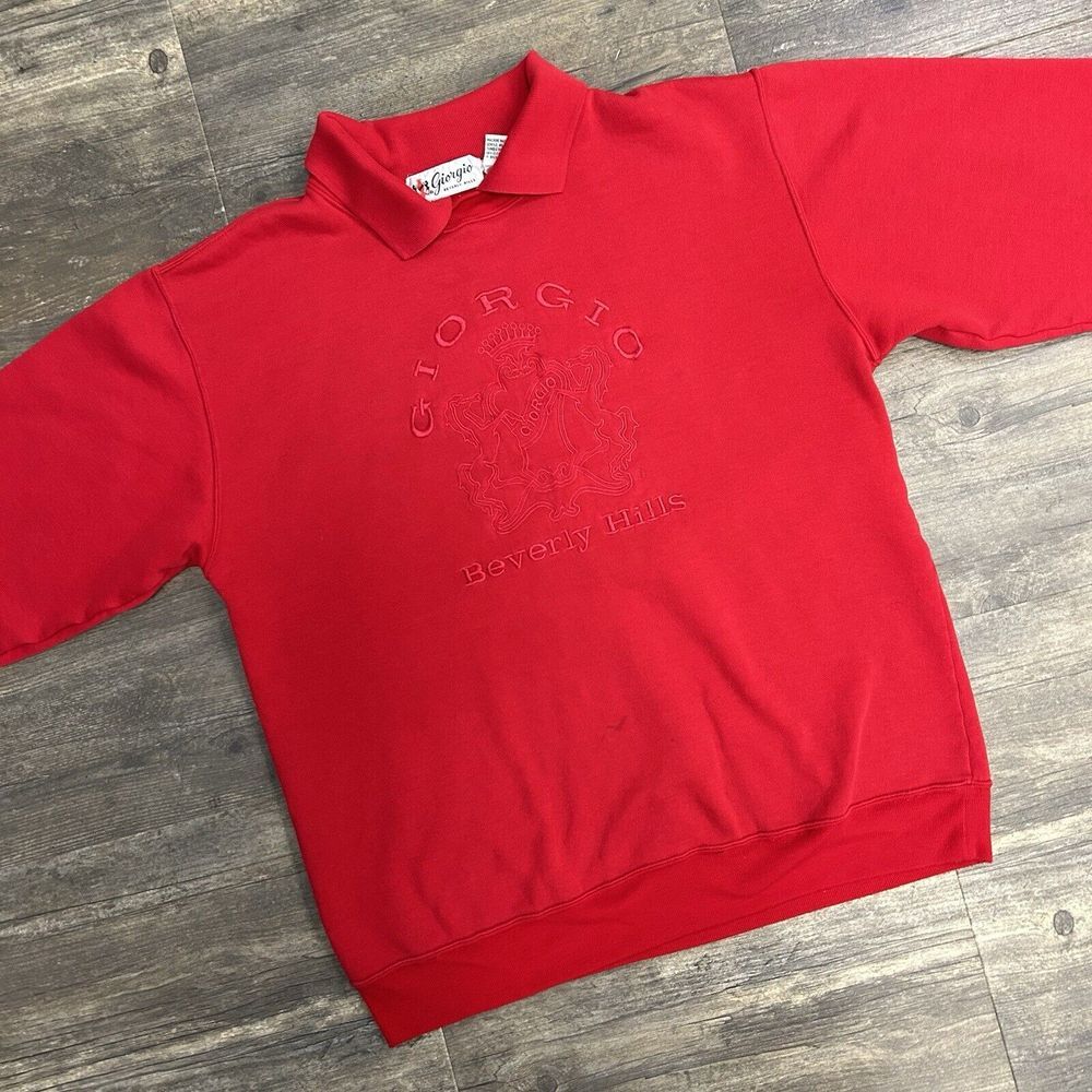 Vintage Giorgio Beverly Hills‎ Red Pullover Collared Sweatshirt NO SIZE TAG (44)
